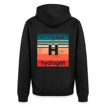 Wasserstoff Hydrogen Element Energie - Unisex Premium Bio Zip Hoodie - Schwarz - Hinten - Nico (187cm)