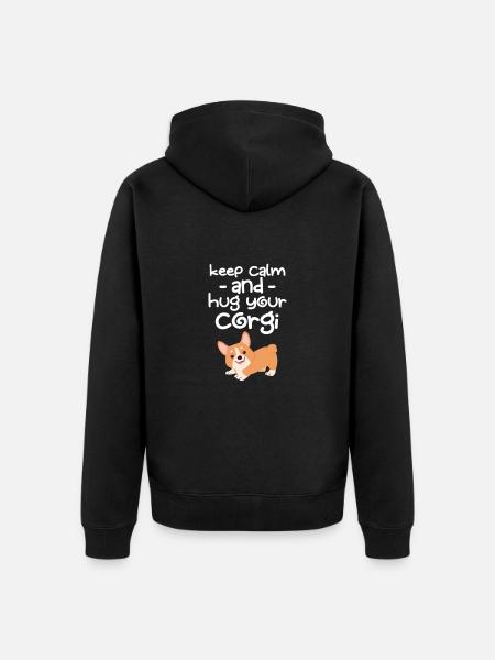 Corgi - Unisex Premium Organic Zip Hoodie - black