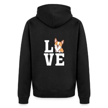 Corgi - Unisex Premium Bio Zip Hoodie - Schwarz - Hinten - Nico (187cm)