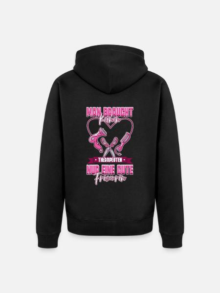 Friseurin - Unisex Premium Bio Zip Hoodie - Schwarz