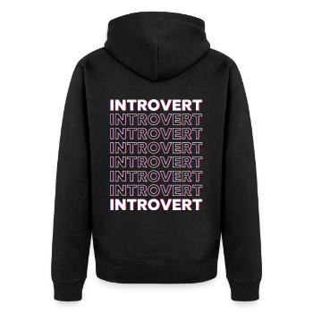 Introvertiert Sarkasmus Introvertierter Schüchtern - Unisex Premium Bio Zip Hoodie - Schwarz - Hinten - Nico (187cm)