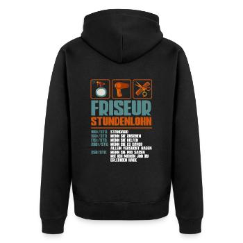 Friseurin - Unisex Premium Bio Zip Hoodie - Schwarz - Hinten - Nico (187cm)