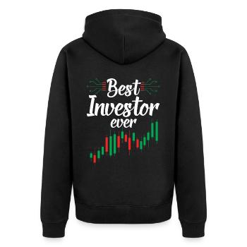 Bester Investor Aller Zeiten Investieren Anleger - Unisex Premium Bio Zip Hoodie - Schwarz - Hinten - Nico (187cm)
