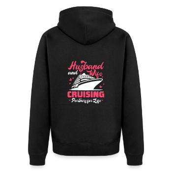 Kreuzfahrt Hochzeit - Unisex Premium Bio Zip Hoodie - Schwarz - Hinten - Nico (187cm)