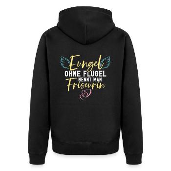 Friseurin - Unisex Premium Bio Zip Hoodie - Schwarz - Hinten - Nico (187cm)