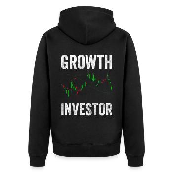 Wachstumsinvestor Growth Wachstum Anleger Anlegen - Unisex Premium Bio Zip Hoodie - Schwarz - Hinten - Nico (187cm)