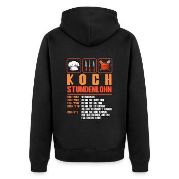 Koch - Unisex Premium Bio Zip Hoodie - Schwarz - Hinten - Nico (187cm)