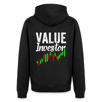 Value Investor Financier Invest Investors - Unisex Premium Organic Zip Hoodie - black - Back - Nico (187cm)