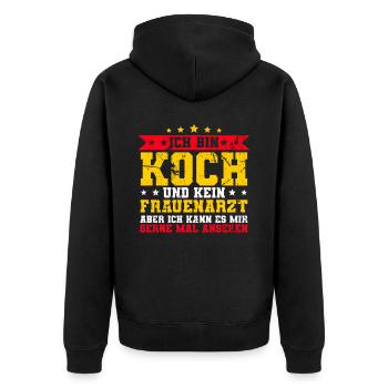 Ich Bin Koch - Unisex Premium Bio Zip Hoodie - Schwarz - Hinten - Nico (187cm)