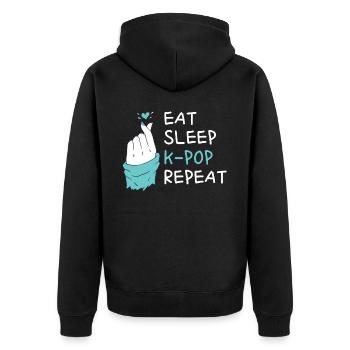Essen Sie Schlaf kpop wiederholt Finger Herz korea - Unisex Premium Bio Zip Hoodie - Schwarz - Hinten - Nico (187cm)