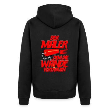 Maler - Unisex Premium Bio Zip Hoodie - Schwarz - Hinten - Nico (187cm)