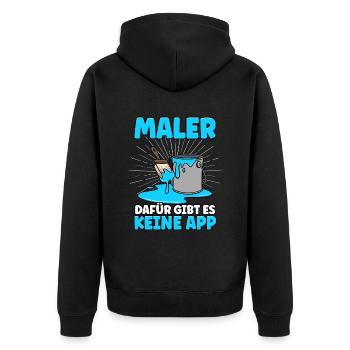 Maler - Unisex Premium Bio Zip Hoodie - Schwarz - Hinten - Nico (187cm)