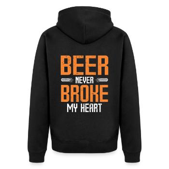 Beer Never Broke My Heart Festival Bier - Unisex Premium Bio Zip Hoodie - Schwarz - Hinten - Nico (187cm)