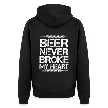 Beer Never Broke My Heart Festival Bier - Unisex Premium Bio Zip Hoodie - Schwarz - Hinten - Nico (187cm)