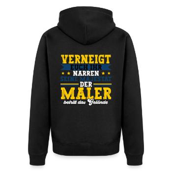 Maler - Unisex Premium Bio Zip Hoodie - Schwarz - Hinten - Nico (187cm)