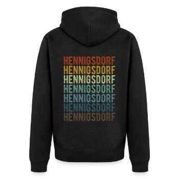Hennigsdorf Stadt Retro Vintage - Unisex Premium Bio Zip Hoodie - Schwarz - Hinten - Nico (187cm)