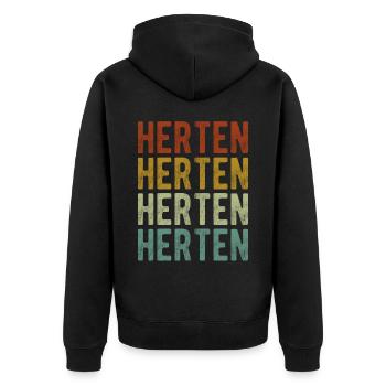 Herten Stadt Retro Vintage - Unisex Premium Bio Zip Hoodie - Schwarz - Hinten - Nico (187cm)