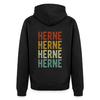 Herne Stadt Retro Vintage - Unisex Premium Bio Zip Hoodie - Schwarz - Hinten - Nico (187cm)