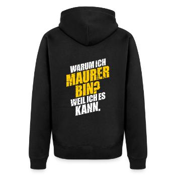Maurer - Unisex Premium Bio Zip Hoodie - Schwarz - Hinten - Nico (187cm)