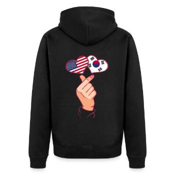 Korea Finger Herz südkoreanische amerikanische Fla - Unisex Premium Bio Zip Hoodie - Schwarz - Hinten - Nico (187cm)