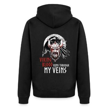 Wikingerblut rennt durch meine Adern Odins Raben - Unisex Premium Bio Zip Hoodie - Schwarz - Hinten - Nico (187cm)
