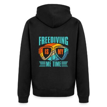 Apnoe Tauchen Freitaucher Freitauchen Geschenk - Unisex Premium Bio Zip Hoodie - Schwarz - Hinten - Nico (187cm)