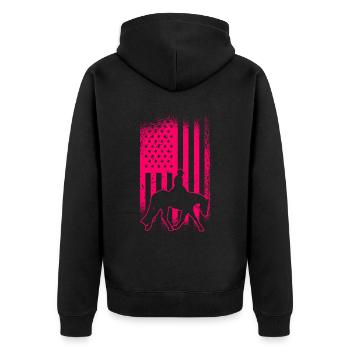 Hunt english riding rider horse equestrian sport - Unisex Premium Organic Zip Hoodie - black - Back - Nico (187cm)