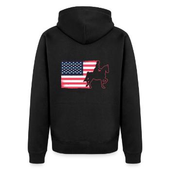 Saddle english riding rider horse equestrian sport - Unisex Premium Organic Zip Hoodie - black - Back - Nico (187cm)