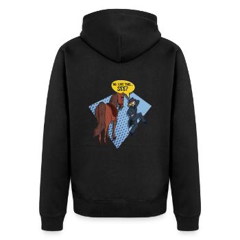 Saddle english riding rider horse equestrian sport - Unisex Premium Organic Zip Hoodie - black - Back - Nico (187cm)