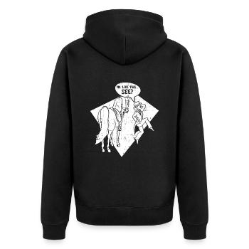 Saddle english riding rider horse equestrian sport - Unisex Premium Organic Zip Hoodie - black - Back - Nico (187cm)