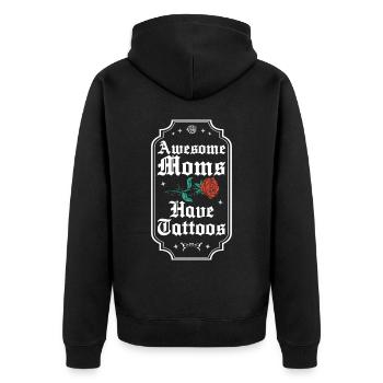 Awesome Moms Have Tattoos Tätowierung Geschenk - Unisex Premium Bio Zip Hoodie - Schwarz - Hinten - Nico (187cm)