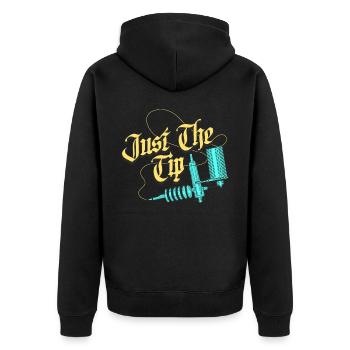 Just The Tip Tattoo Gift - Unisex Premium Organic Zip Hoodie - black - Back - Nico (187cm)