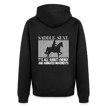 Sattelsitz Englisch Reiten Reiter Pferd Reiten - Unisex Premium Bio Zip Hoodie - Schwarz - Hinten - Nico (187cm)