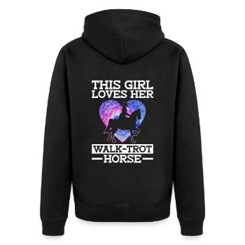 This Girl Loves Her Walk-trot Horse - Saddle - Unisex Premium Organic Zip Hoodie - black - Back - Nico (187cm)