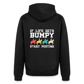 When life gets bumpy, start - Unisex Premium Organic Zip Hoodie - black - Back - Nico (187cm)