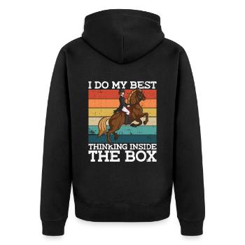 I do my best when I'm thinking in the box - - Unisex Premium Organic Zip Hoodie - black - Back - Nico (187cm)