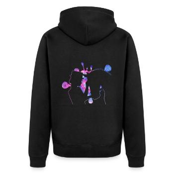 Dressur Reiten Reiten Reiter Reiten - Unisex Premium Bio Zip Hoodie - Schwarz - Hinten - Nico (187cm)