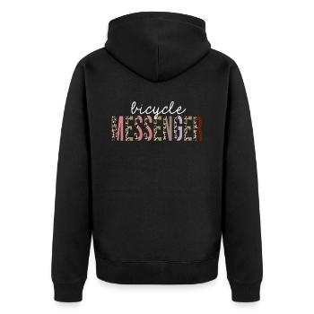 Bicycle Messenger Leopard Print Funny Gift - Unisex Premium Organic Zip Hoodie - black - Back - Nico (187cm)