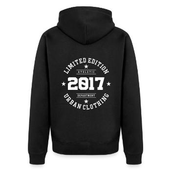 Vintage Birthday Birthday Retro 2017 Limited - Unisex Premium Organic Zip Hoodie - black - Back - Nico (187cm)