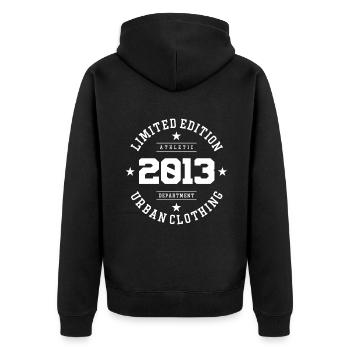 Vintage Geburtstag Geburtstag Retro 2013 Limited - Unisex Premium Bio Zip Hoodie - Schwarz - Hinten - Nico (187cm)