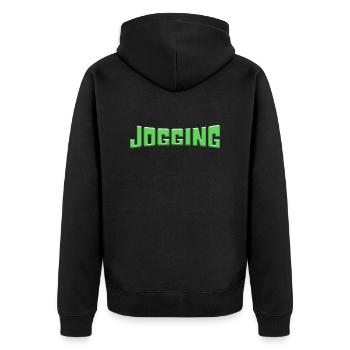 joggen - Unisex Premium Bio Zip Hoodie - Schwarz - Hinten - Nico (187cm)