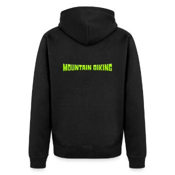 Mountain biking - Unisex Premium Bio Zip Hoodie - Schwarz - Hinten - Nico (187cm)