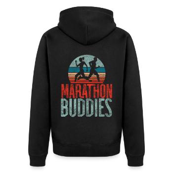 Running Runner Half Marathon - Unisex Premium Bio Zip Hoodie - Schwarz - Hinten - Nico (187cm)