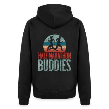 Running Runner Half Marathon - Unisex Premium Bio Zip Hoodie - Schwarz - Hinten - Nico (187cm)