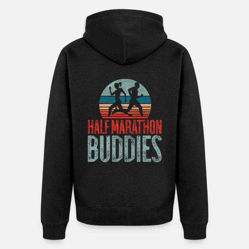Running Runner Half Marathon - Unisex Premium Bio Zip Hoodie - Schwarz