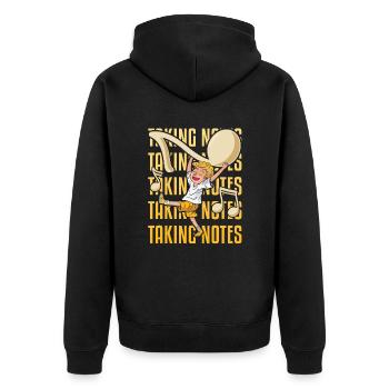 Notizen machen Wortspiele Lustiger Musiklehrer - Unisex Premium Bio Zip Hoodie - Schwarz - Hinten - Nico (187cm)