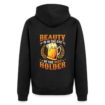 Lustiger Biertrinker - Unisex Premium Bio Zip Hoodie - Schwarz - Hinten - Nico (187cm)