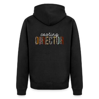 Casting Director Leopard Print Lustiges Geschenk - Unisex Premium Bio Zip Hoodie - Schwarz - Hinten - Nico (187cm)