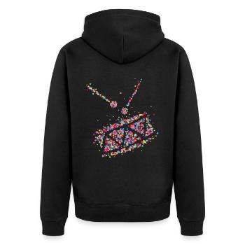 Trommel Trommler Karneval Konfetti 5. Jahreszeit - Unisex Premium Bio Zip Hoodie - Schwarz - Hinten - Nico (187cm)