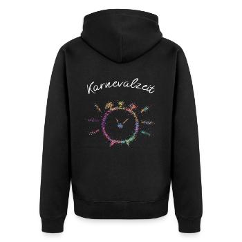 11.11 Kölner Karneval 5. Jahreszeit Karnevalzeit - Unisex Premium Bio Zip Hoodie - Schwarz - Hinten - Nico (187cm)